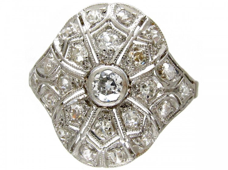 Art Deco Diamond & Pierced Work Ring