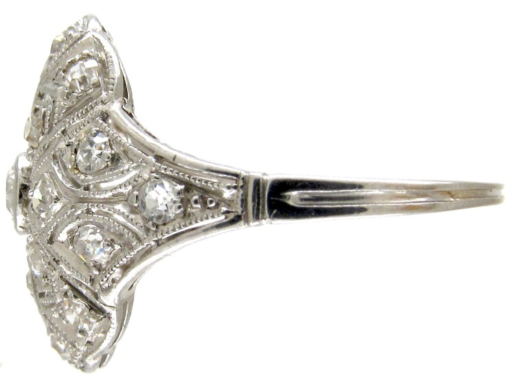 Art Deco Diamond & Pierced Work Ring