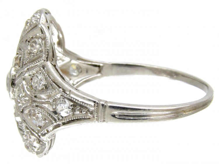 Art Deco Diamond & Pierced Work Ring