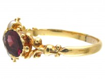 Victorian 18ct Gold, Garnet & Natural Split Pearl Ring
