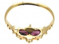 Victorian 18ct Gold, Garnet & Natural Split Pearl Ring