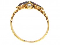 Victorian 18ct Gold, Garnet & Natural Split Pearl Ring