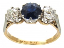 Sapphire & Diamond Three Stone Ring
