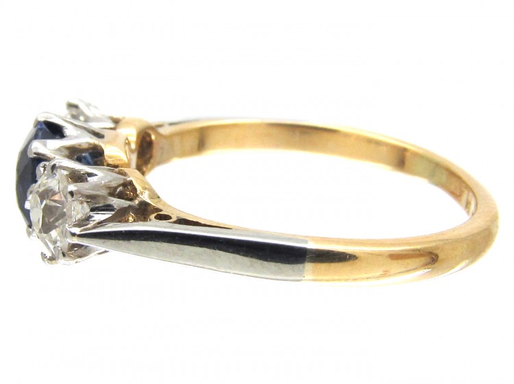 Sapphire & Diamond Three Stone Ring