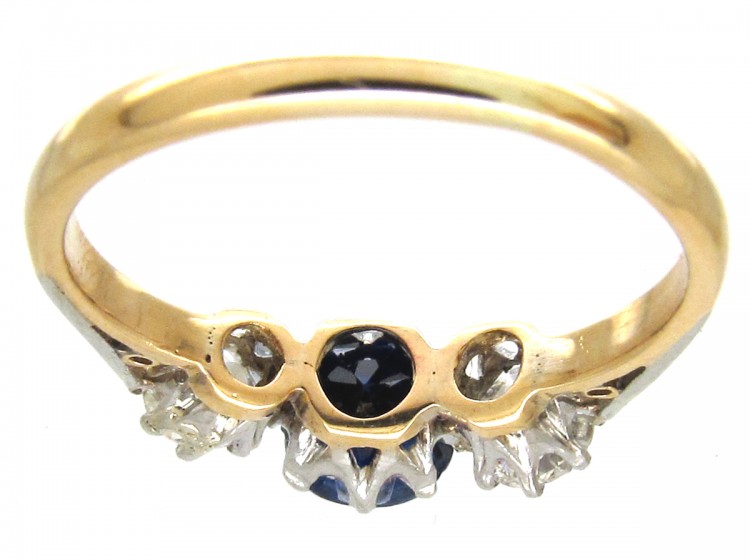 Sapphire & Diamond Three Stone Ring