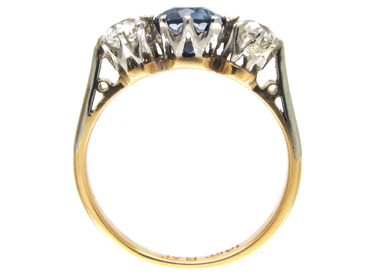 Sapphire & Diamond Three Stone Ring