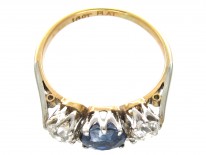 Sapphire & Diamond Three Stone Ring