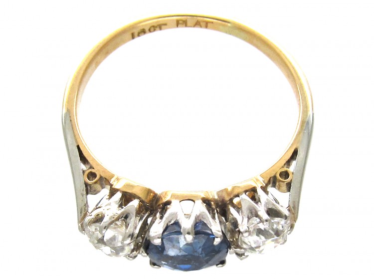 Sapphire & Diamond Three Stone Ring