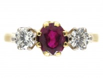 Ruby & Diamond Three Stone Ring