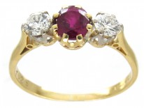 Ruby & Diamond Three Stone Ring