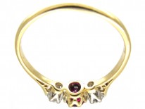 Ruby & Diamond Three Stone Ring