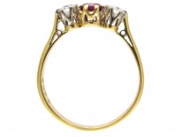 Ruby & Diamond Three Stone Ring