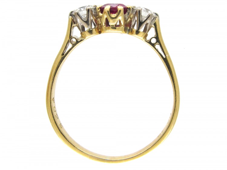 Ruby & Diamond Three Stone Ring