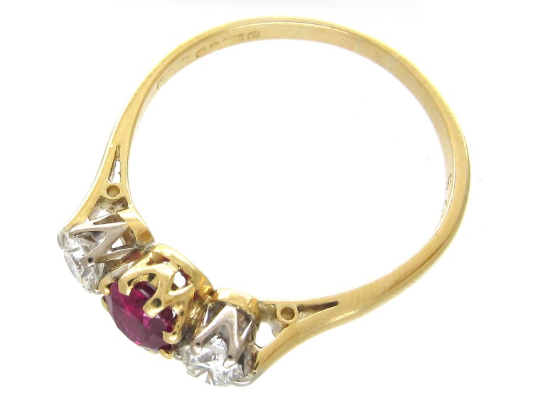 Ruby & Diamond Three Stone Ring