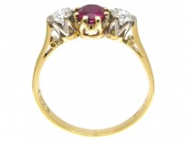 Ruby & Diamond Three Stone Ring