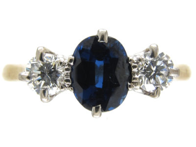 Sapphire & Diamond Three Stone Ring