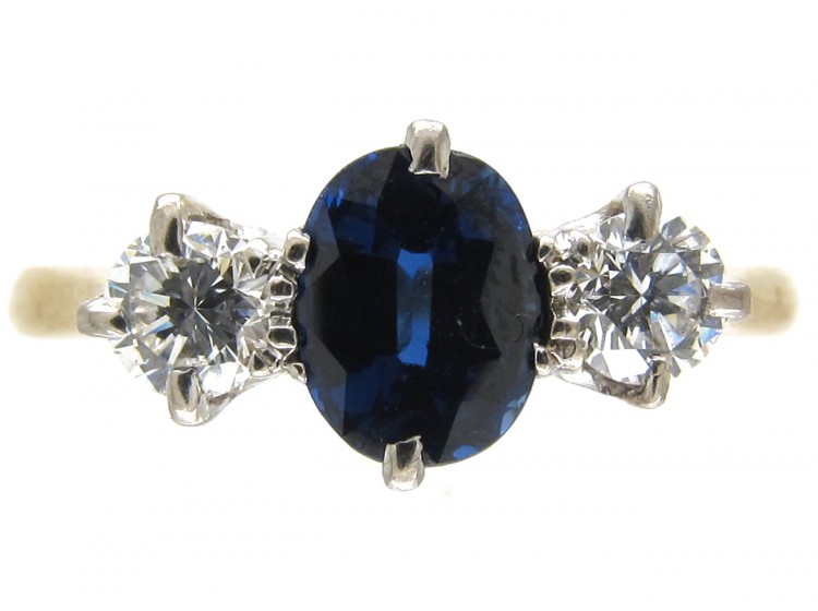 Sapphire & Diamond Three Stone Ring