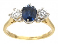 Sapphire & Diamond Three Stone Ring