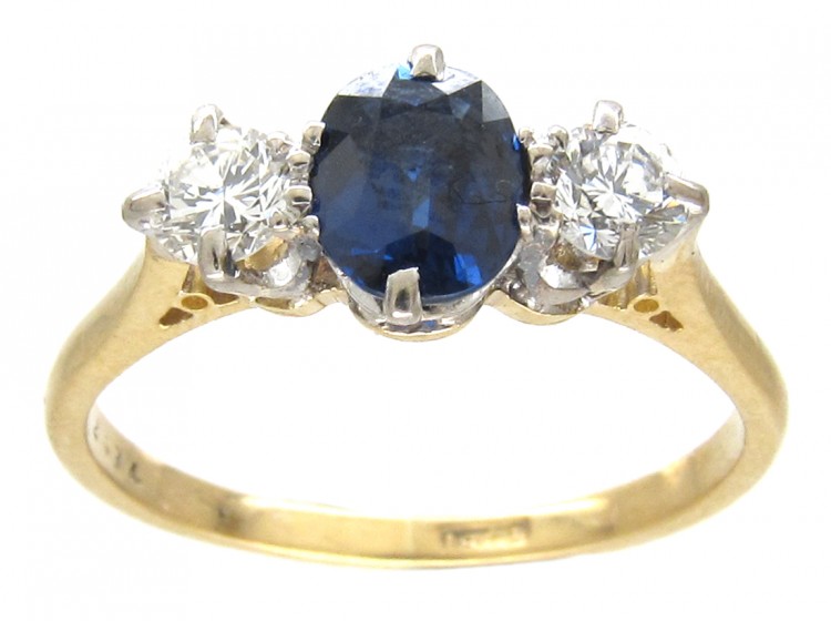 Sapphire & Diamond Three Stone Ring