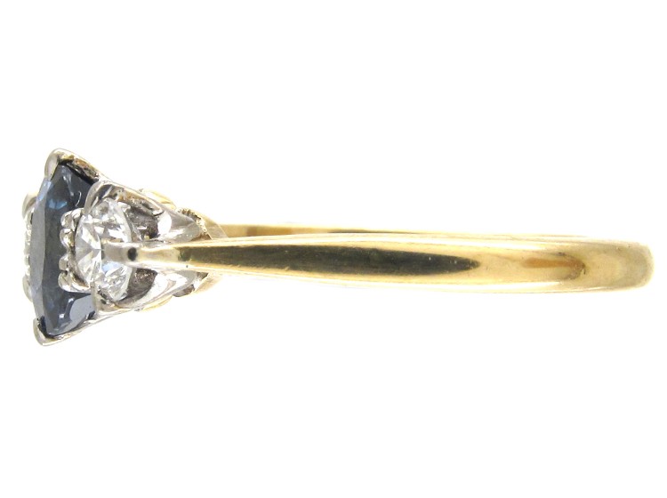 Sapphire & Diamond Three Stone Ring