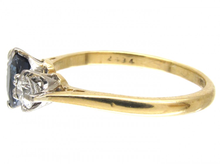 Sapphire & Diamond Three Stone Ring