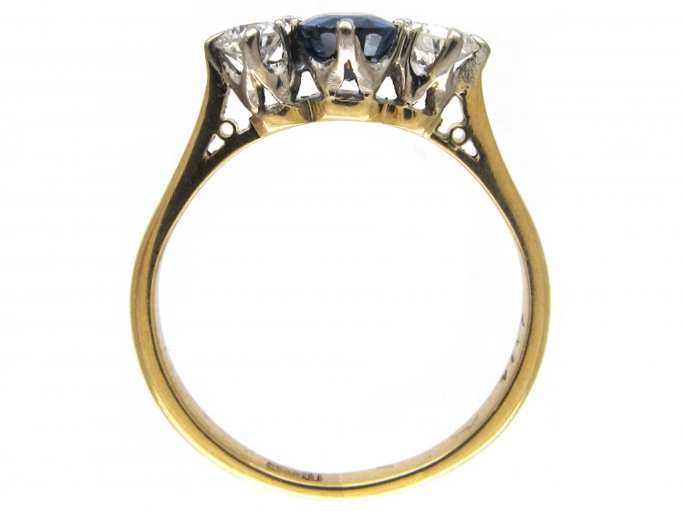 Sapphire & Diamond Three Stone Ring