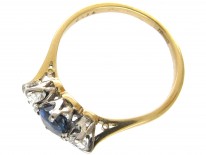 Sapphire & Diamond Three Stone Ring