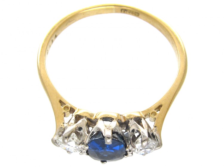 Sapphire & Diamond Three Stone Ring