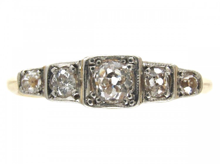 Five Stone Diamond Art Deco Ring
