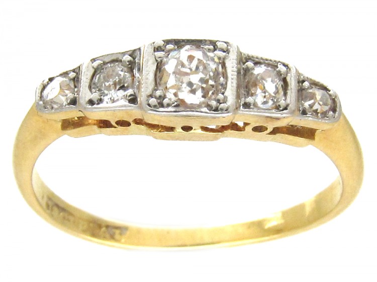 Five Stone Diamond Art Deco Ring