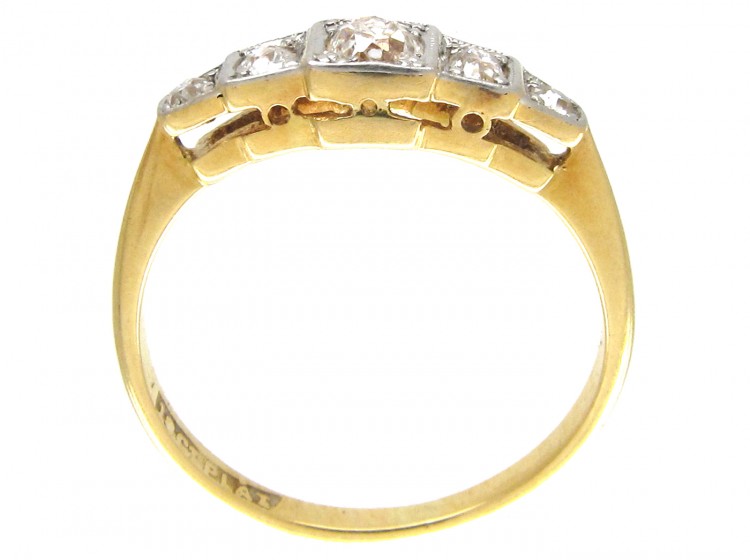 Five Stone Diamond Art Deco Ring