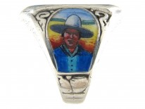 South & North American Indian Silver & Enamel Ring