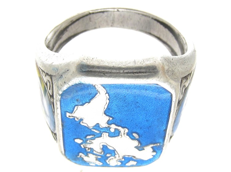 South & North American Indian Silver & Enamel Ring