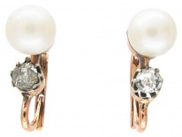 Edwardian Pearl & Diamond Earrings