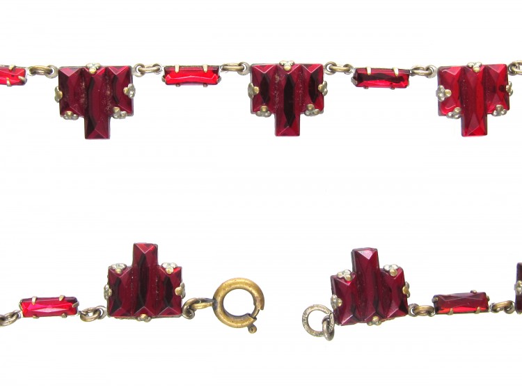 Art Deco Czeckoslovakian Red Glass Necklace