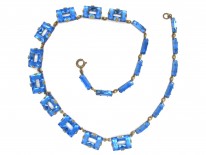Art Deco Czechoslovakian Blue Glass Necklace