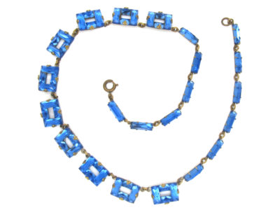 Art Deco Czechoslovakian Blue Glass Necklace