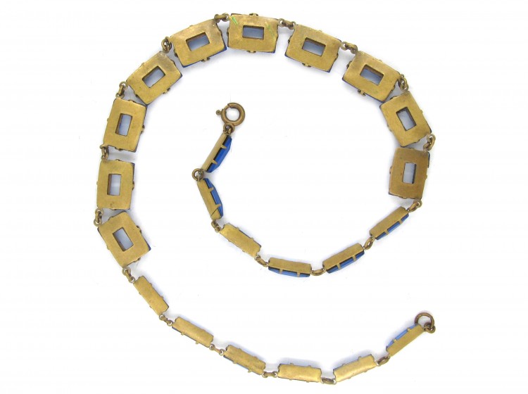 Art Deco Czechoslovakian Blue Glass Necklace