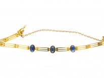 Cabochon Sapphire 14ct Gold Art Deco Bracelet