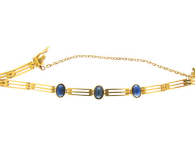 Cabochon Sapphire 14ct Gold Art Deco Bracelet