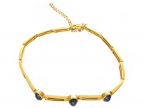 Cabochon Sapphire 14ct Gold Art Deco Bracelet