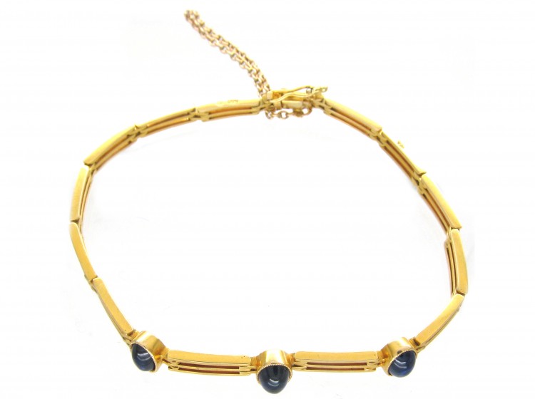 Cabochon Sapphire 14ct Gold Art Deco Bracelet