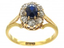 Edwardian Sapphire & Diamond Oval Cluster Ring