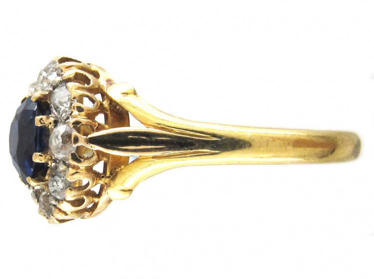 Edwardian Sapphire & Diamond Oval Cluster Ring