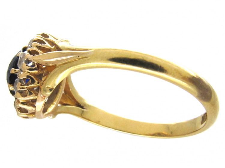 Edwardian Sapphire & Diamond Oval Cluster Ring