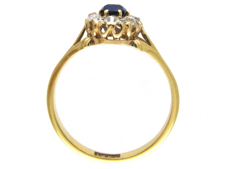 Edwardian Sapphire & Diamond Oval Cluster Ring