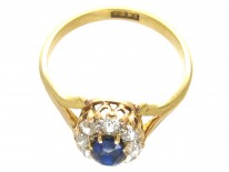 Edwardian Sapphire & Diamond Oval Cluster Ring