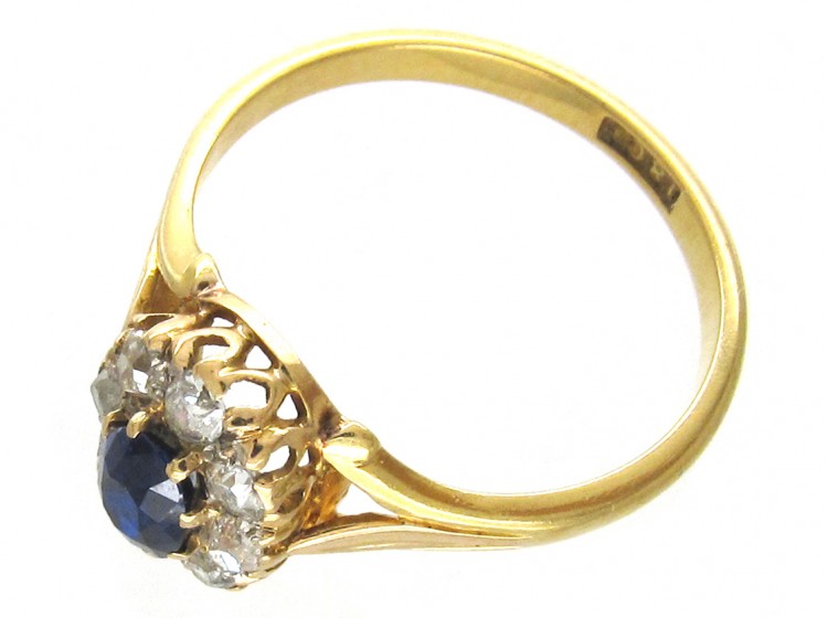 Edwardian Sapphire & Diamond Oval Cluster Ring