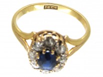 Edwardian Sapphire & Diamond Oval Cluster Ring