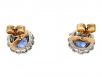 Edwardian Sapphire & Diamond Cluster Earrings